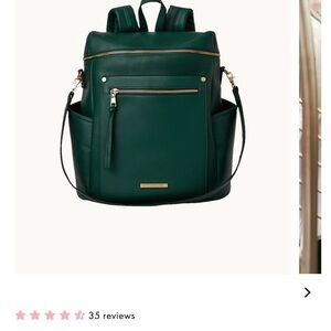 Poppy & Peonies Leather Commuter Backpack Heritage Green